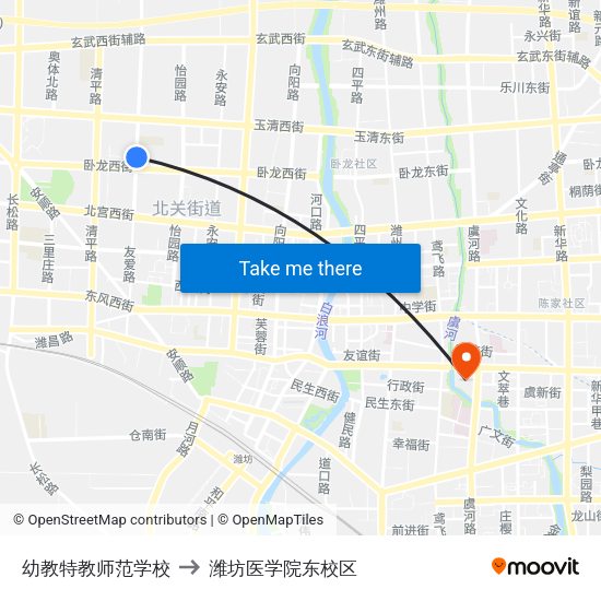 幼教特教师范学校 to 潍坊医学院东校区 map