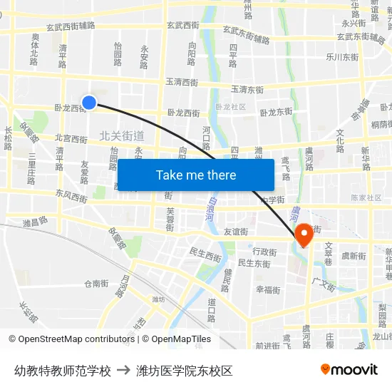 幼教特教师范学校 to 潍坊医学院东校区 map