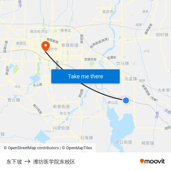 东下坡 to 潍坊医学院东校区 map
