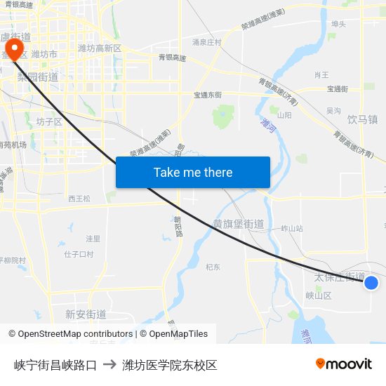 峡宁街昌峡路口 to 潍坊医学院东校区 map