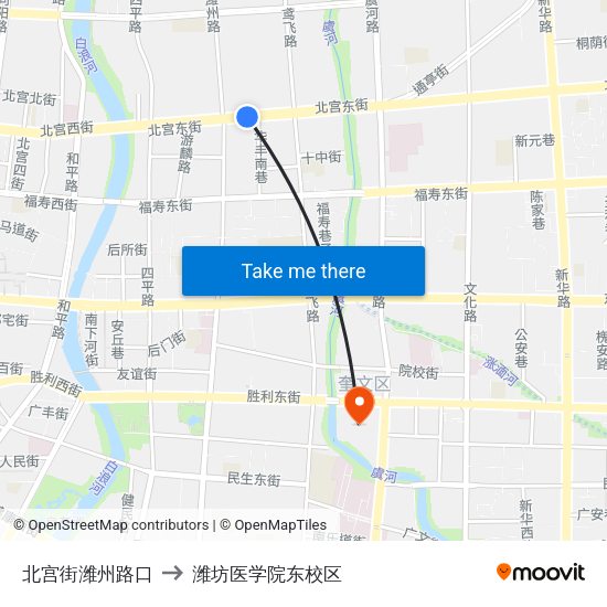 北宫街潍州路口 to 潍坊医学院东校区 map