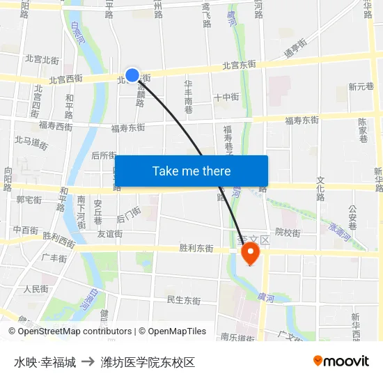 水映·幸福城 to 潍坊医学院东校区 map