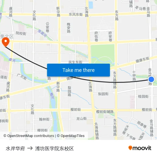 水岸华府 to 潍坊医学院东校区 map