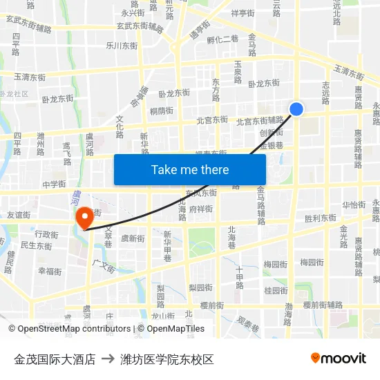 金茂国际大酒店 to 潍坊医学院东校区 map