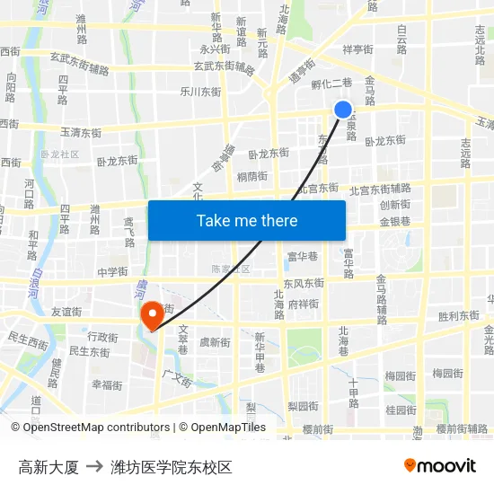 高新大厦 to 潍坊医学院东校区 map