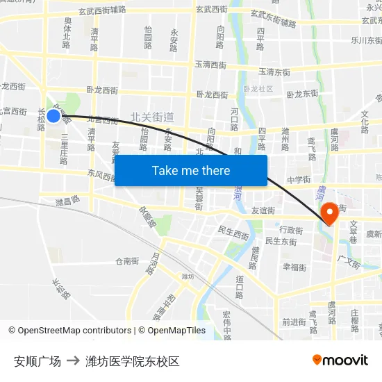 安顺广场 to 潍坊医学院东校区 map