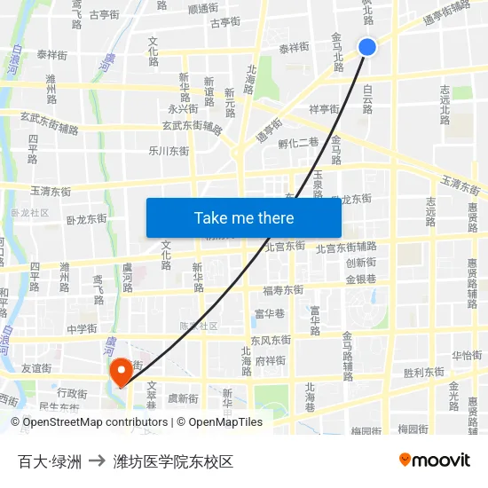 百大·绿洲 to 潍坊医学院东校区 map