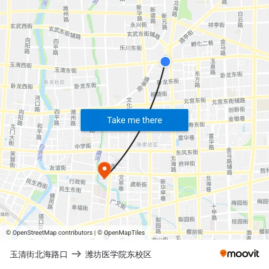 玉清街北海路口 to 潍坊医学院东校区 map
