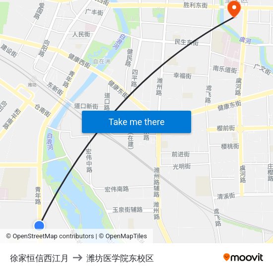 徐家恒信西江月 to 潍坊医学院东校区 map
