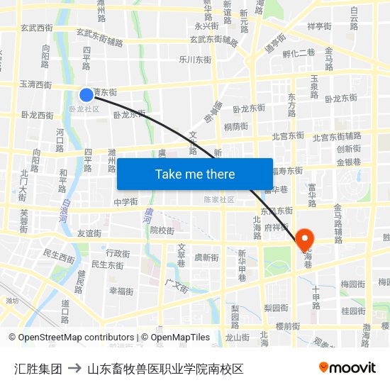 汇胜集团 to 山东畜牧兽医职业学院南校区 map