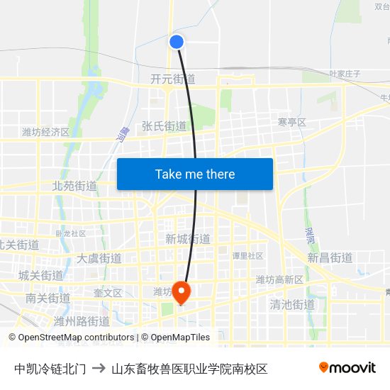 中凯冷链北门 to 山东畜牧兽医职业学院南校区 map