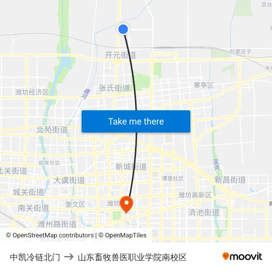 中凯冷链北门 to 山东畜牧兽医职业学院南校区 map