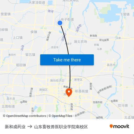 新和成药业 to 山东畜牧兽医职业学院南校区 map