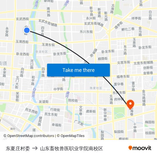 东夏庄村委 to 山东畜牧兽医职业学院南校区 map