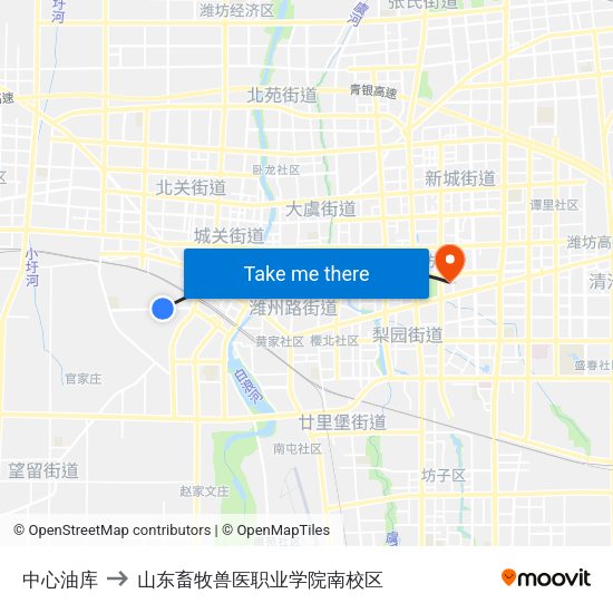 中心油库 to 山东畜牧兽医职业学院南校区 map