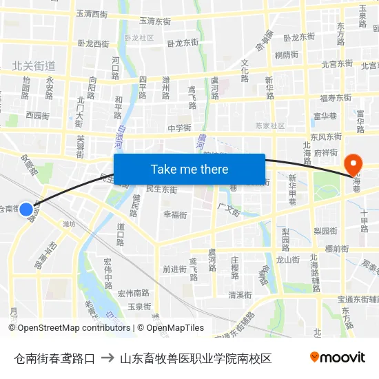 仓南街春鸢路口 to 山东畜牧兽医职业学院南校区 map