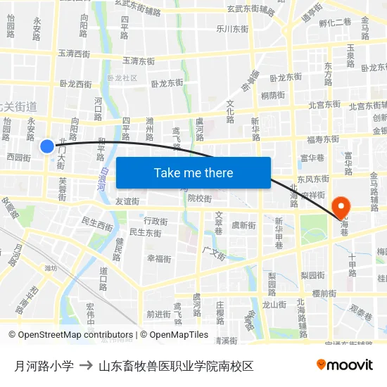 月河路小学 to 山东畜牧兽医职业学院南校区 map