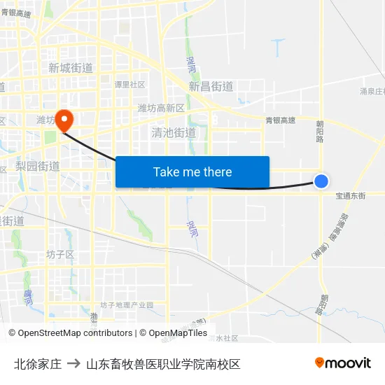 北徐家庄 to 山东畜牧兽医职业学院南校区 map