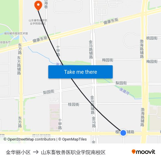 金华丽小区 to 山东畜牧兽医职业学院南校区 map
