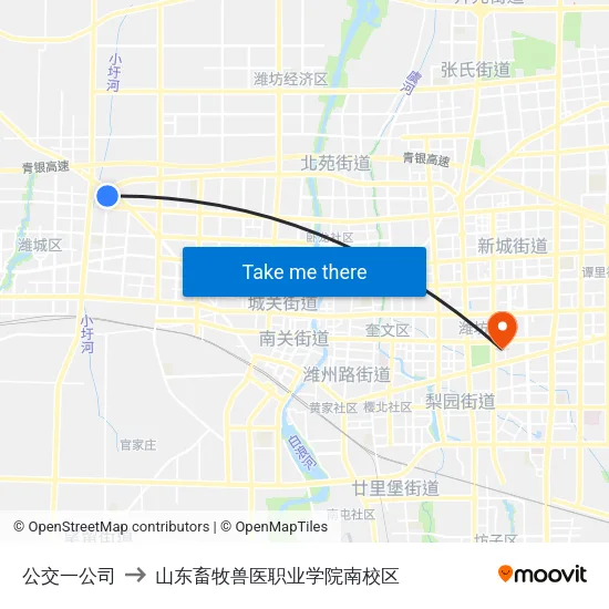 公交一公司 to 山东畜牧兽医职业学院南校区 map