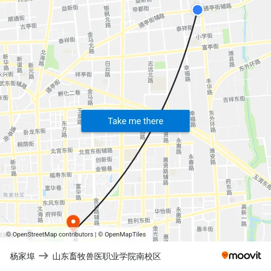 杨家埠 to 山东畜牧兽医职业学院南校区 map