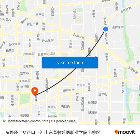 东外环丰华路口 to 山东畜牧兽医职业学院南校区 map
