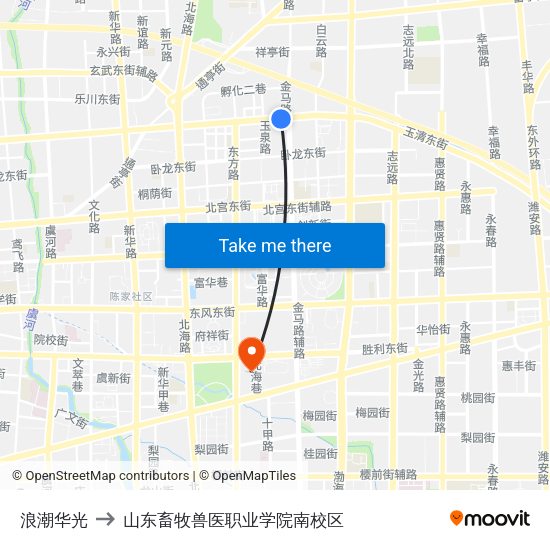 浪潮华光 to 山东畜牧兽医职业学院南校区 map