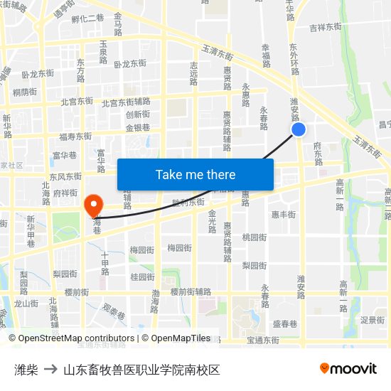 潍柴 to 山东畜牧兽医职业学院南校区 map