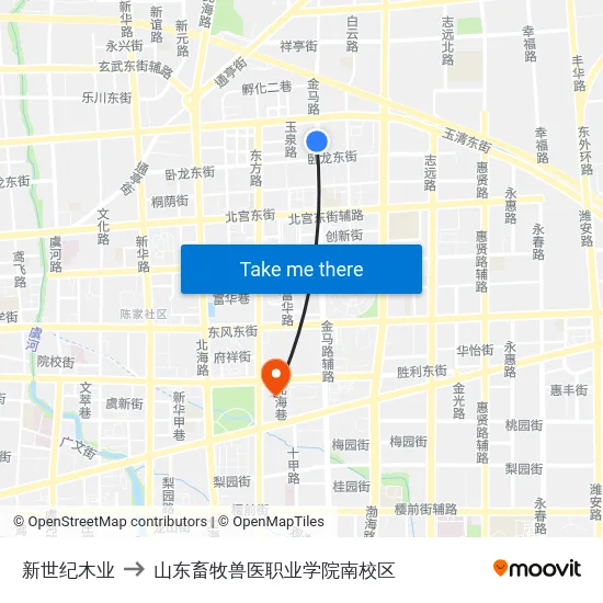 新世纪木业 to 山东畜牧兽医职业学院南校区 map