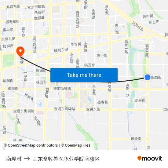 南埠村 to 山东畜牧兽医职业学院南校区 map