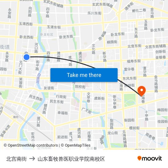 北宫南街 to 山东畜牧兽医职业学院南校区 map