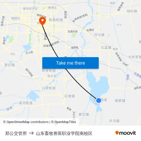 郑公交管所 to 山东畜牧兽医职业学院南校区 map