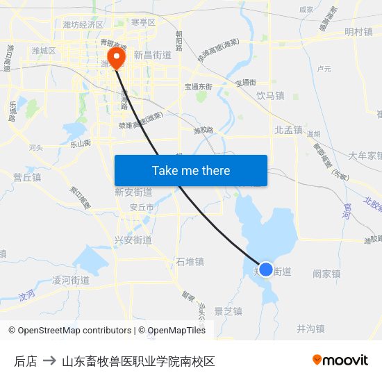 后店 to 山东畜牧兽医职业学院南校区 map