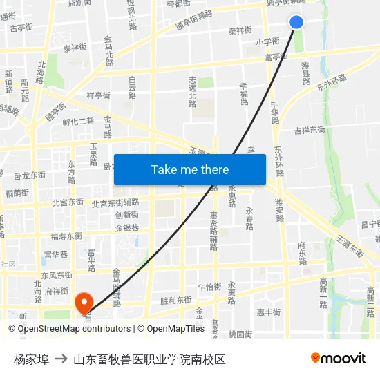 杨家埠 to 山东畜牧兽医职业学院南校区 map