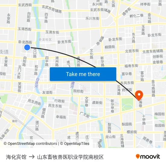 海化宾馆 to 山东畜牧兽医职业学院南校区 map