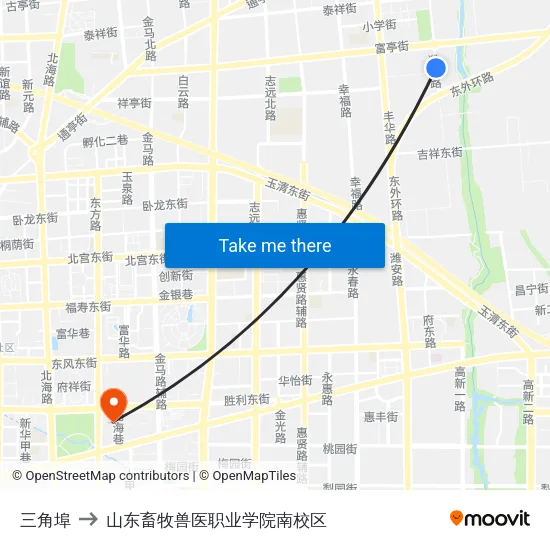 三角埠 to 山东畜牧兽医职业学院南校区 map