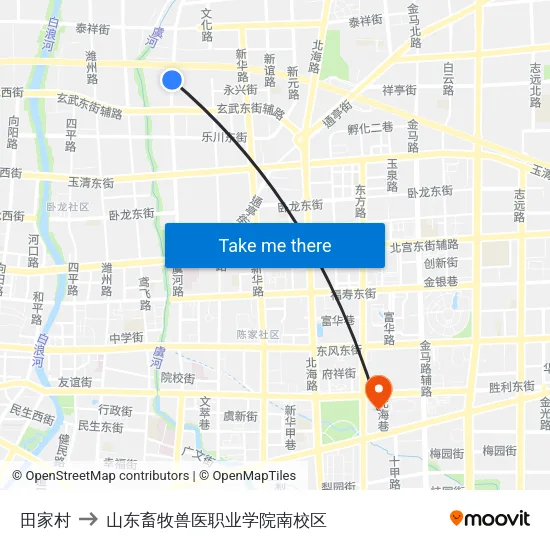 田家村 to 山东畜牧兽医职业学院南校区 map