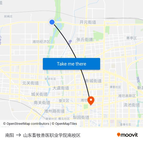 南阳 to 山东畜牧兽医职业学院南校区 map