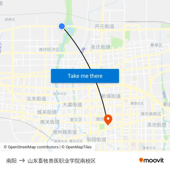 南阳 to 山东畜牧兽医职业学院南校区 map