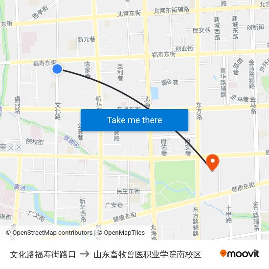 文化路福寿街路口 to 山东畜牧兽医职业学院南校区 map