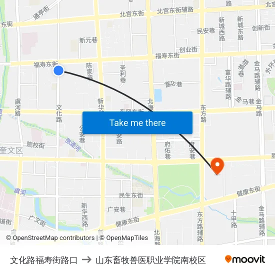 文化路福寿街路口 to 山东畜牧兽医职业学院南校区 map