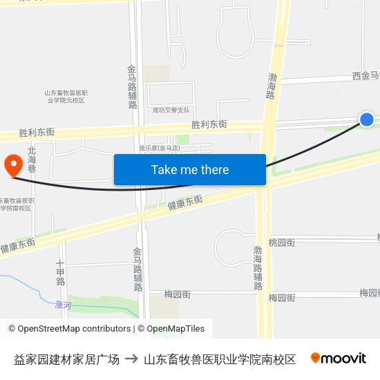 益家园建材家居广场 to 山东畜牧兽医职业学院南校区 map