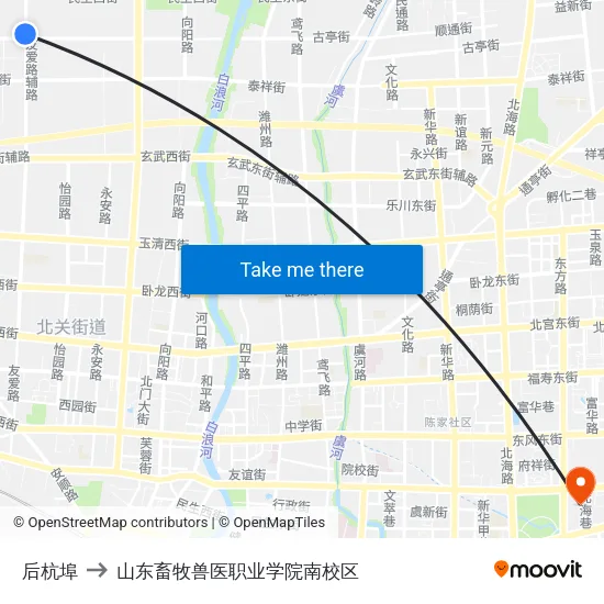 后杭埠 to 山东畜牧兽医职业学院南校区 map