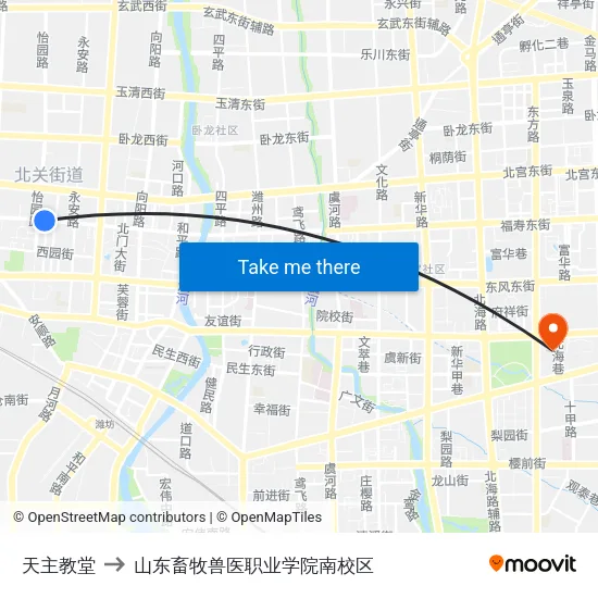天主教堂 to 山东畜牧兽医职业学院南校区 map