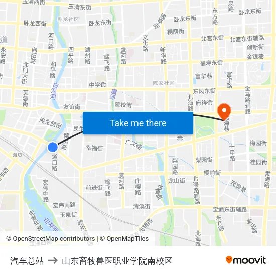 汽车总站 to 山东畜牧兽医职业学院南校区 map