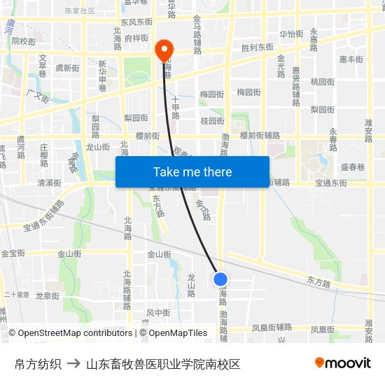 帛方纺织 to 山东畜牧兽医职业学院南校区 map