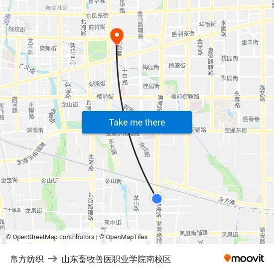 帛方纺织 to 山东畜牧兽医职业学院南校区 map