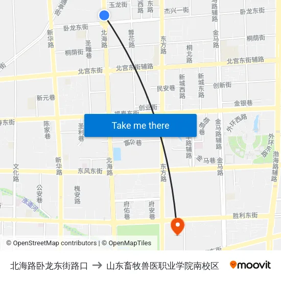 北海路卧龙东街路口 to 山东畜牧兽医职业学院南校区 map