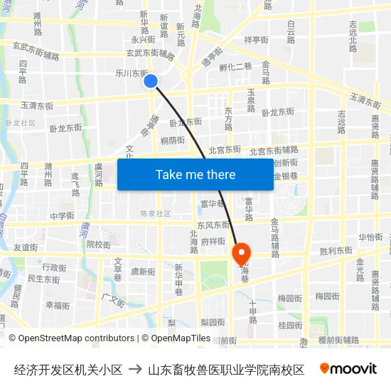 经济开发区机关小区 to 山东畜牧兽医职业学院南校区 map