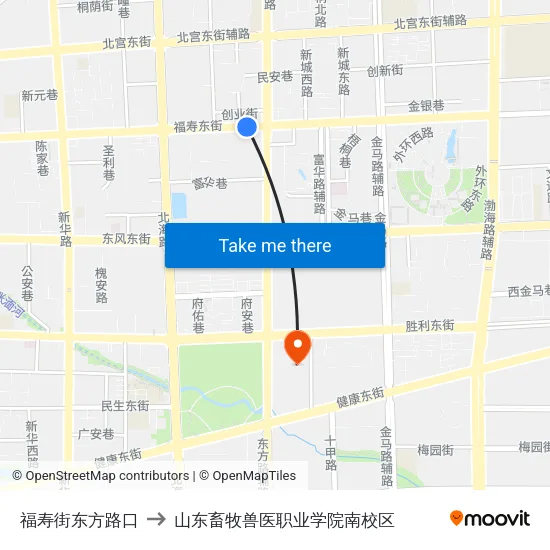 福寿街东方路口 to 山东畜牧兽医职业学院南校区 map